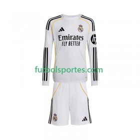 Camiseta Real Madrid Niño Primera Equipación 2025/2026 Manga Larga